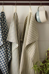 Theedoek IB Laursen grijs beige streepje.